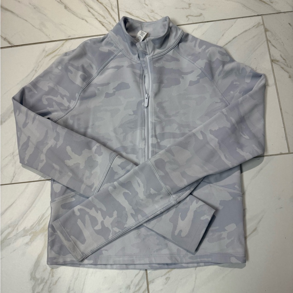Lululemon Athletica Gray Camo Zip-Up Top